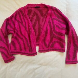 Pink and Brown Zebra Print Women's Sweater